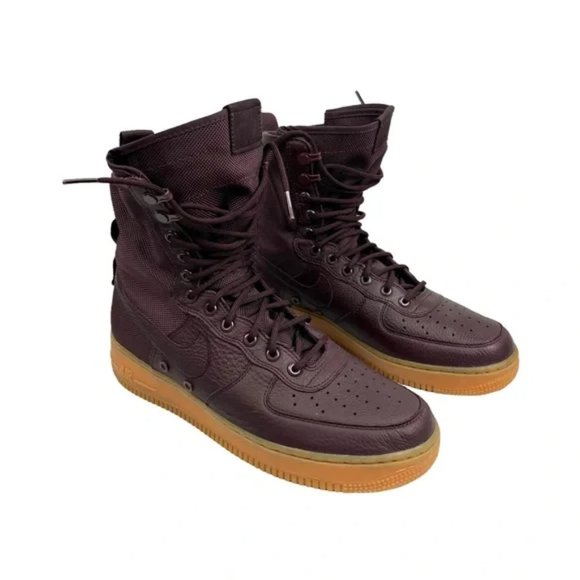 Nike SF Air Force 1 Sneakers Size 9 Burgundy Leather - Picture 1 of 9